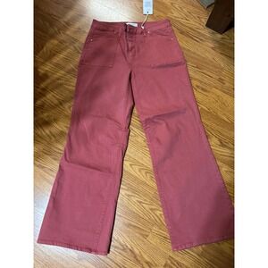 Risen Jeans High Rise Wide Straight‎ Color Red Size 15 32W New With Tags
